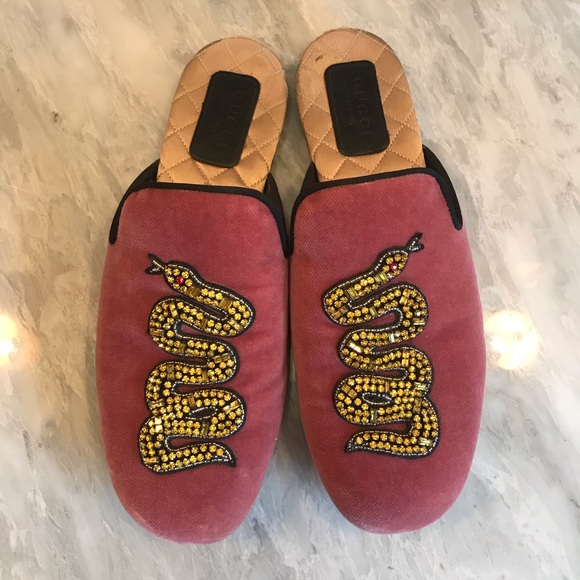 Shoes - Gucci jeweled snake mules sz 36